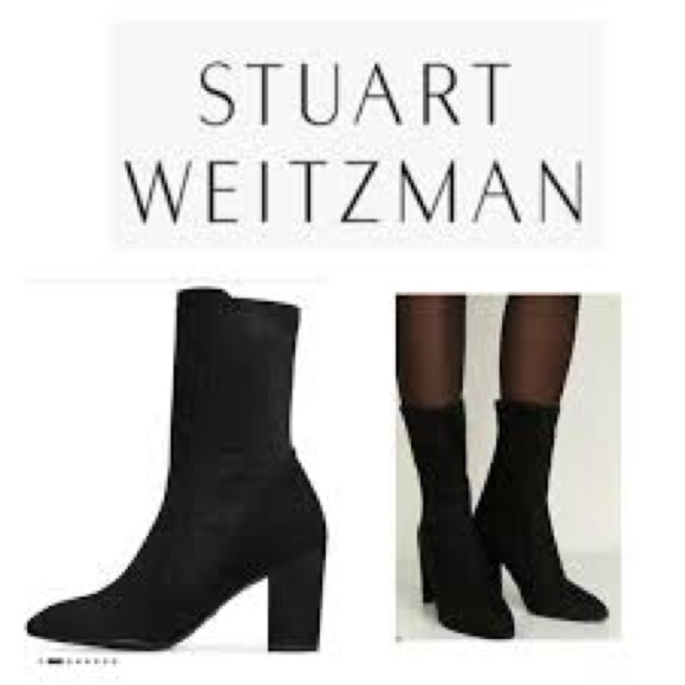 Stuart Weitzman Fifer 100 Black Suede Booties